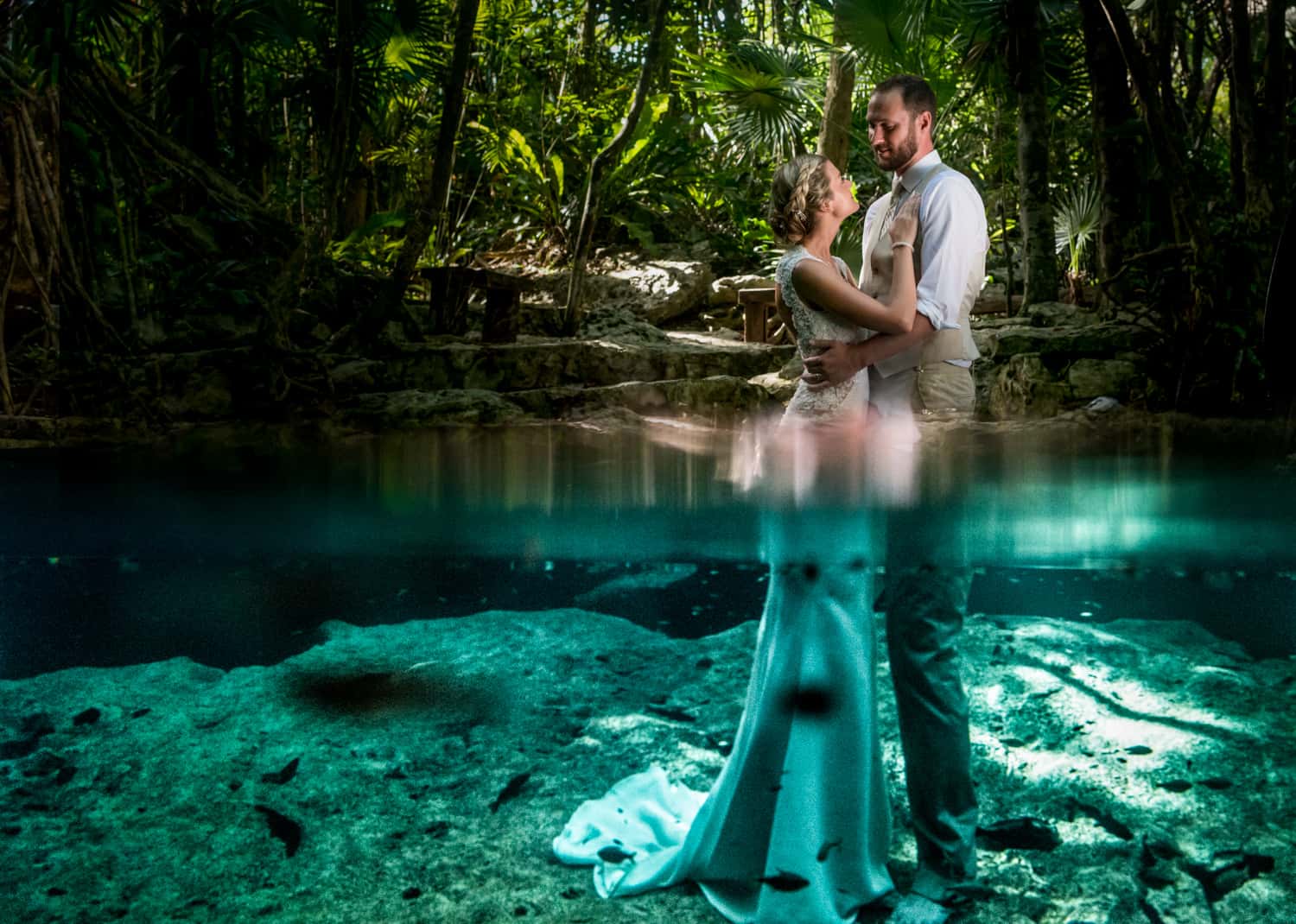 Under water wedding photography in Tulum Mexico