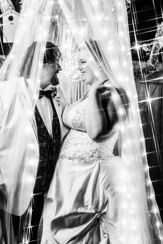 Nighttime wedding photography showcasing the couple's love story